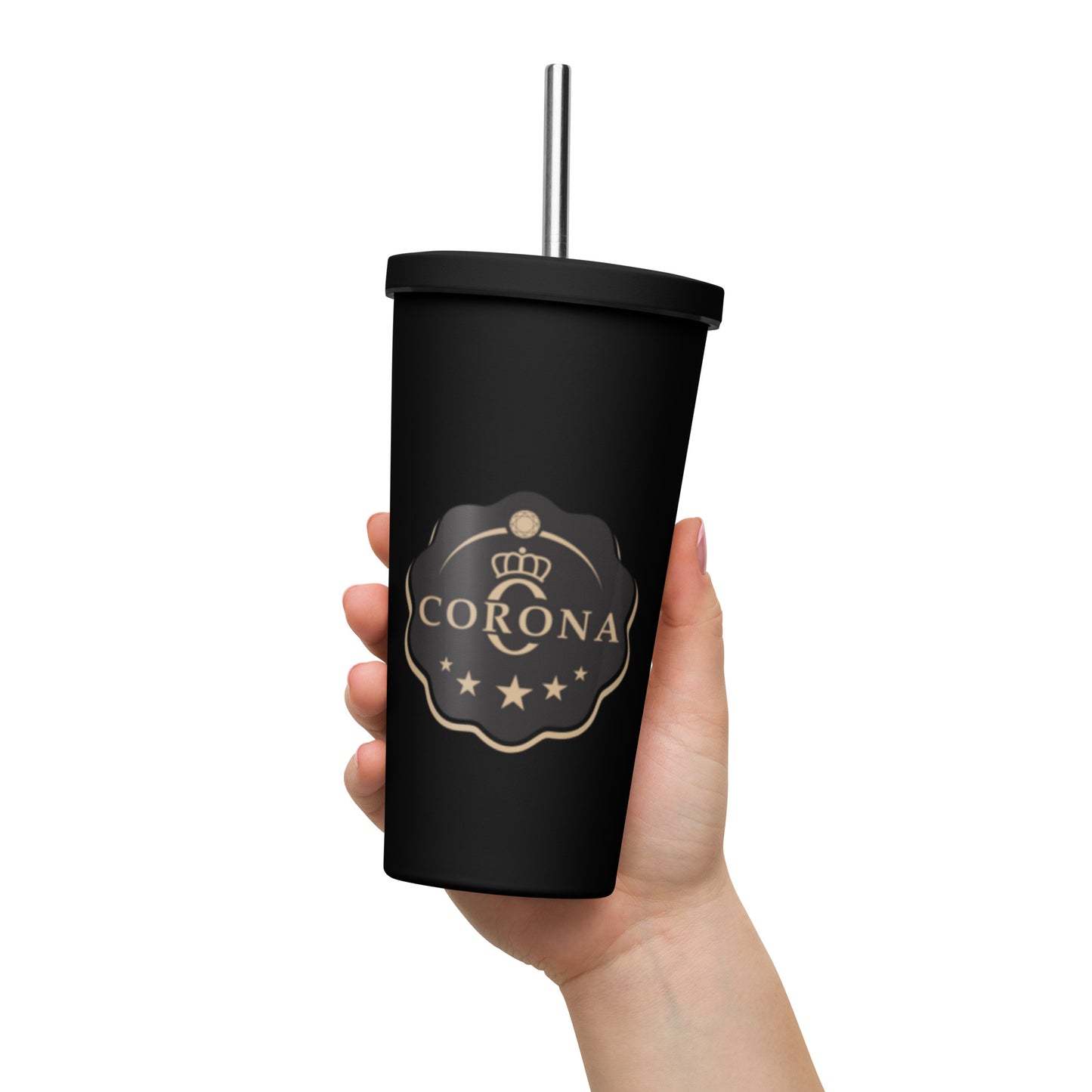 Insulated tumbler with a straw