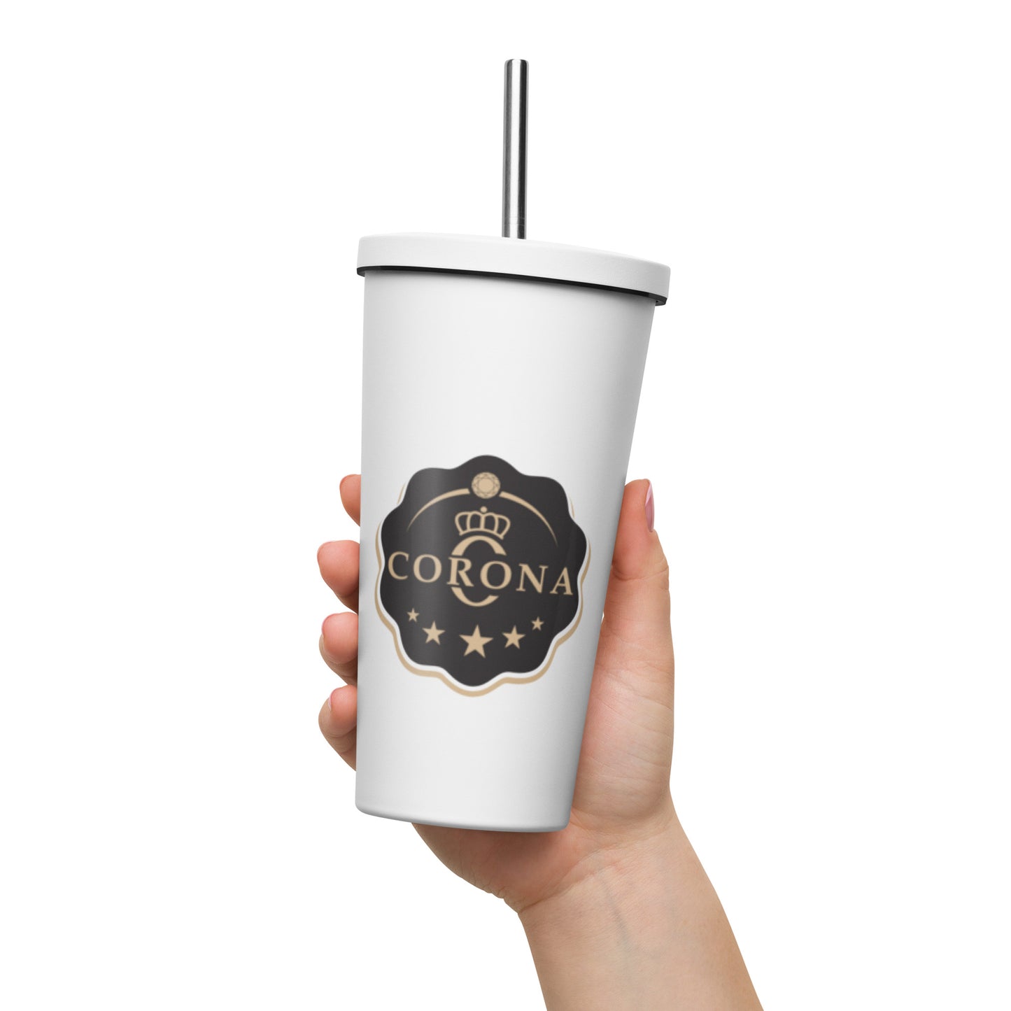 Insulated tumbler with a straw